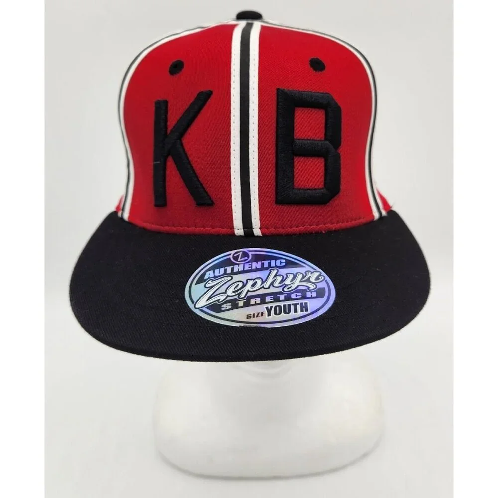 NWT Zephyr KB‎ Baseball Hat Cap Retro Fitted Youth Size Black Red Flat Brim NEW